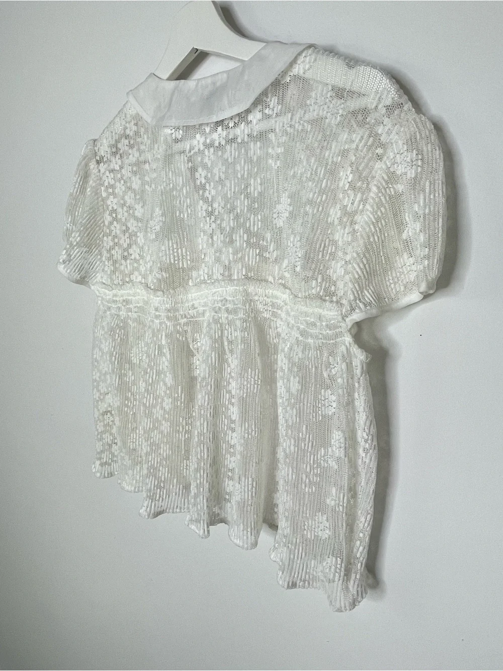 Feminine | Maeve for Anthropologie Lace Sheer Babydoll Layer Top | Collar V Neck